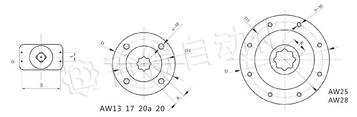 AW氣動執(zhí)行器連接尺寸圖 AW氣動執(zhí)行器連接尺寸圖
